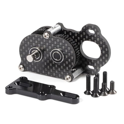 Carbon NOD Transmission LCG Gearbox for Straight Axle Scaler Sportsman | Ultra Lightweight Low-CG Design, with Aluminum Axial 3 Gear Adapter Plate, Fits 48P Pinions from 9T to 17T - color: Black