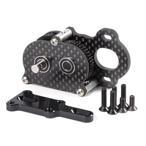 Carbon NOD Transmission LCG Gearbox for Straight Axle Scaler Sportsman | Ultra Lightweight Low-CG Design, with Aluminum Axial 3 Gear Adapter Plate, Fits 48P Pinions from 9T to 17T - color: Black