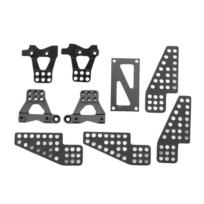 JTLB RC Shock Damper Bracket RC Damper Mount Stand Shock Mount Suspension Bracket Aluminum Alloy Carbon Fiber Upgrade with Metal Mounts for 1/18 Crawler (Black)