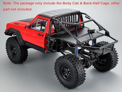 Hard Plastic RC Crawler Body Cab & Back-Half Cage Body Car Shell Upgrades Part for 1/10 RC Crawler Car for Axial SCX10 II 90046 TRX4 Redcat GEN8(Red) - color: Red