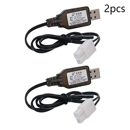 Heyiarbeit RC Ni-CD Battery USB Charging Cable Nickel Cadmium Nickel Hydrogen 7.2V Adapter Cable L6.2-2P for RC Ni-MH Ni-CD Battery Black 2Pcs - size: L6.2-2P 2Pcs