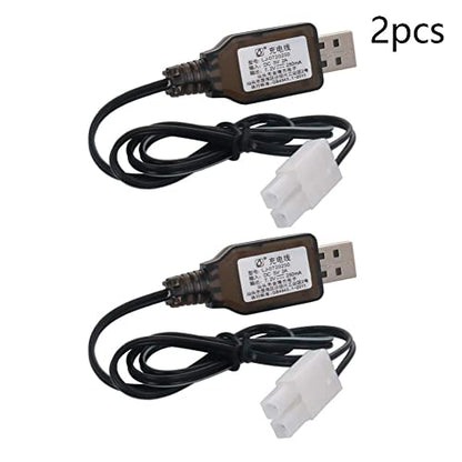 Heyiarbeit RC Ni-CD Battery USB Charging Cable Nickel Cadmium Nickel Hydrogen 7.2V Adapter Cable L6.2-2P for RC Ni-MH Ni-CD Battery Black 2Pcs - size: L6.2-2P 2Pcs