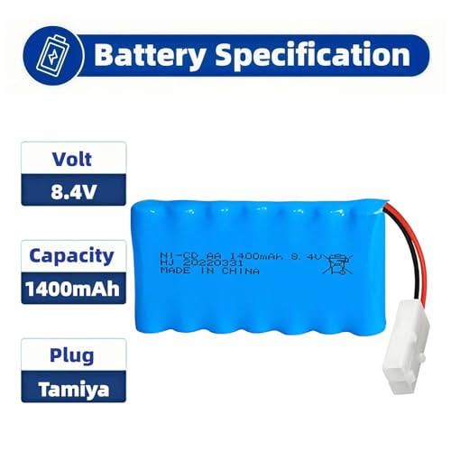 1 Pcs 8.4v 1400mah Ni-Cd Rechargable Battery Tamiya Plug KET-2P with 1 x USB Cable for RC Car RC Truck Tank