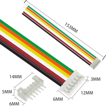 80Pcs Jst 2.0 Ph 6 Pin Connector Plug,Include 40pcs Mini 6 Pin Jst Ph2.0 Connector Plug Female with 150mm Cable Wire & 40pcs Male Micro Jst Ph2.0mm 6 Pin Connector Kit - size: Jst-2.0-Ph-6Pin-40pcs