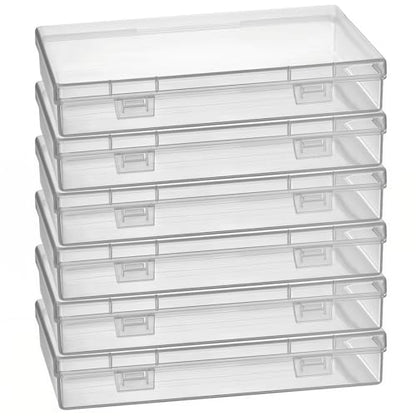 Goodma 6 Pieces Rectangular Empty Mini Clear Plastic Organizer Box | 180 x 110 x 30 mm, Hinged Lids, For Small Items, Craft Projects - size: 180 x 110 x 30 mm