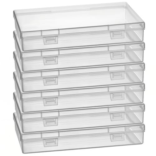 Goodma 6 Pieces Rectangular Empty Mini Clear Plastic Organizer Box | 180 x 110 x 30 mm, Hinged Lids, For Small Items, Craft Projects - size: 180 x 110 x 30 mm