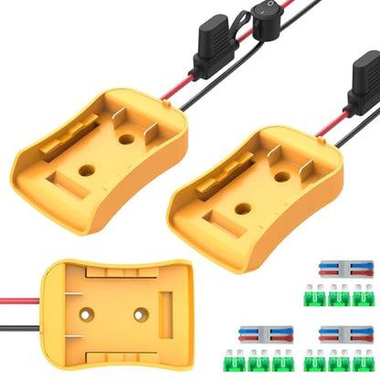 Kzreect 3 Pack for Power Wheel Adapter Compatible with Dewalt 20V Battery | 12AWG, Wire Terminals, 30A Fuse Holder, Switch, Battery Converter Kit for DIY Ride-On Car Toys LED Motor - size: 3 Pack
