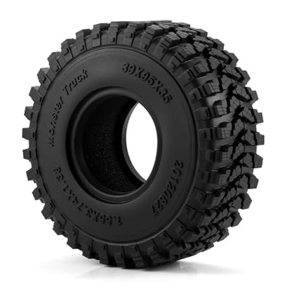 4PCS 1.55" Soft Rubber Wheel Tires 1.55 inch Mud Wheel Tyre All Terrain Crawler Rubber Tires with Foam Insert for 1/10 RC Crawler Car Axial 90069 TF2 D90 CC01 LC70 Tamiya MST JIMNY UTB18