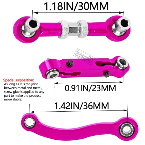 RC Aluminum Metal Turnbuckle Camber Links Toe Links with Rod Ends Steering Linkage Set Upgrade Parts for 1/18 LaTrax Teton,Desert Prerunner.Pink(Replace 7636) - color: Pink(7pcs)