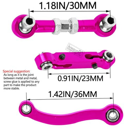 RC Aluminum Metal Turnbuckle Camber Links Toe Links with Rod Ends Steering Linkage Set Upgrade Parts for 1/18 LaTrax Teton,Desert Prerunner.Pink(Replace 7636) - color: Pink(7pcs)