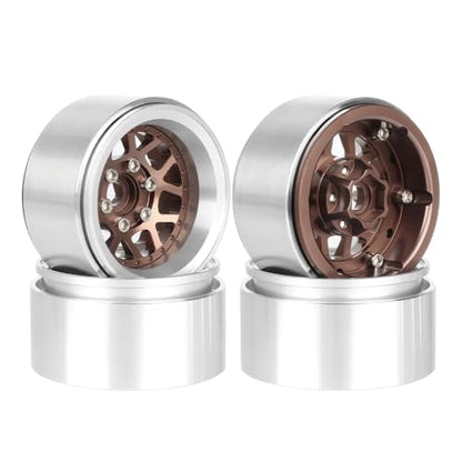 4PCS 1.9" Beadlock Wheel Rims Offset-10mm Aluminum Alloy Metal Wheel Hub for 1/10 RC Rock Crawler Car for Axial SCX10 TRX4 TRX6 D90 D110 Upgrade Accessories(Y-Shaped Bronze) - color: Y-shaped Bronze