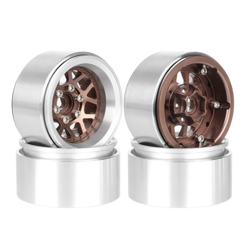 4PCS 1.9" Beadlock Wheel Rims Offset-10mm Aluminum Alloy Metal Wheel Hub for 1/10 RC Rock Crawler Car for Axial SCX10 TRX4 TRX6 D90 D110 Upgrade Accessories(Y-Shaped Bronze) - color: Y-shaped Bronze