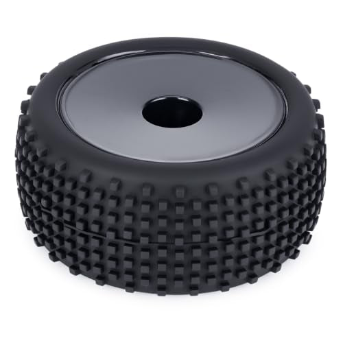 1/10 RC Buggy Tires and Wheels, Pre-Glued Off Road RC Tires Set, 12mm Hex Front & Rear RC Buggy Wheels for 1/10 Scale RC Car, 4PCS