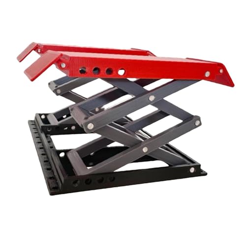 Simhoa RC Car Work Stand,RC Miniature Lifting Platform, Portable,for 1/18 Scale Crawler,Manual Lift Table Repair Workstation, Red Black