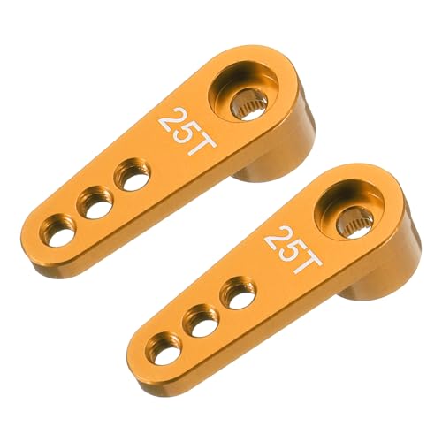 MECCANIXITY Aluminum Alloy 25T Steering Servo Single Arm Horn Gold for DIY RC Car/Boat/Airplane Boat Accessories 2 Pcs - color: Gold