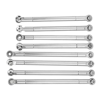 Dilwe RC Tie Rod, 8PCS Metal Full Car Tie Rod Tie Lever Link Pull Rod for MN86 Series Model Upgrade RC Car, RC Aluminum Linkages Steering Servo Rod RC Car Parts RC Accessories(Silver)