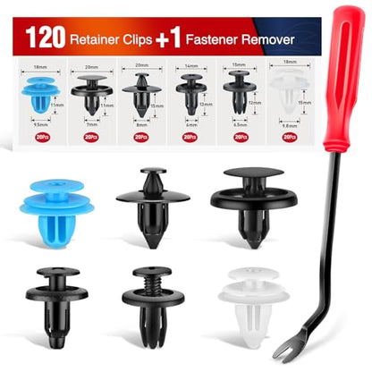 Nilight 121PCS Car Bumper Retainer Clips 6mm 6.5mm 7mm 8mm 9.5mm 9.8mm Expansion Screws Replacement Kit Door Trim Panel Clips Bumper Push Rivet Clips for Toyota Honda GM Mazda - color: 121Pcs Clips Tools