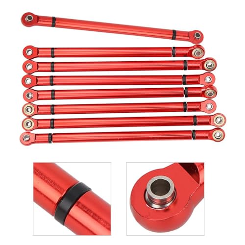 RC Link Rods, 8Pcs Aluminium Alloy Chassis 313mm Wheelbase Link Rod for Axial SCX10 1/10 Scale RC Crawler Car Upper & Lower Rod Link Linkage Wheelbase Upgrade Parts(Red) - color: Red