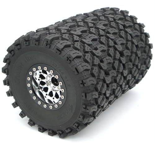 RC 1.9 Beadlock Wheels Negative Offsets 8mm and Tires for 1/10 SCX10 SCX10 SCX10 Pro TRX4 TRX6 Gen7/8 RC Crawler Remote Control Car Upgrades Aluminum 1.9 Wheel Rims (Silver Black) DK - color: Silver Black