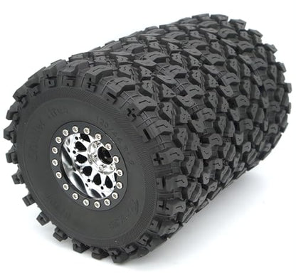 RC 1.9 Beadlock Wheels Negative Offsets 8mm and Tires for 1/10 SCX10 SCX10 SCX10 Pro TRX4 TRX6 Gen7/8 RC Crawler Remote Control Car Upgrades Aluminum 1.9 Wheel Rims (Silver Black) DK - color: Silver Black
