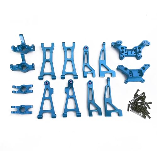 Compatible with Hyper GO RC Car Parts, 1/16 Metal Upgrade Aluminum Accessories, Replacement Parts kit for H16BM H16GT H16DR H16 MJX 16207 16208 16209 16210 (Blue 14PC Set) - color: Blue 14pc Set