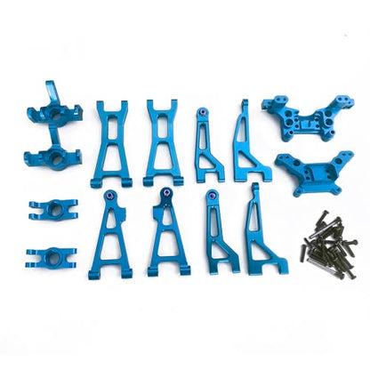 Compatible with Hyper GO RC Car Parts, 1/16 Metal Upgrade Aluminum Accessories, Replacement Parts kit for H16BM H16GT H16DR H16 MJX 16207 16208 16209 16210 (Blue 14PC Set) - color: Blue 14pc Set