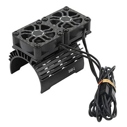 RC Motor Fan Cooling Heatsink, 8.4V 36mm Dual Cooling Fans RC Motor Heatsink Cover 28000RPM for Replacement (Black)