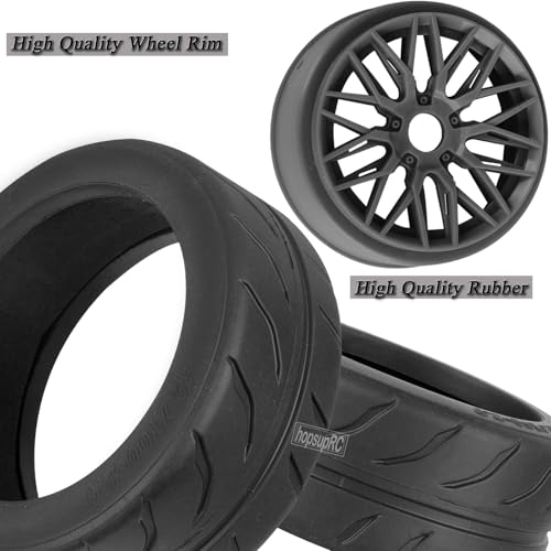 RC Tires Wheels for 1/7 Infraction 6S BLX,1/8 Typhon 6S BLX,Limitless,Rubber Highway Wheels Soft Tires Truck Tire Highway Tires,4PCS Black - color: Black(4pcs Tires)