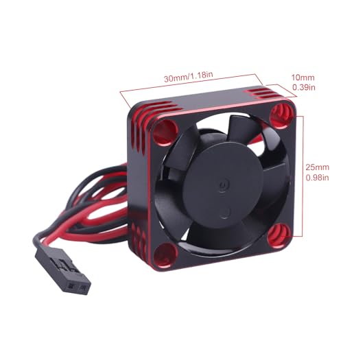 RC Motor Fan 30mm x 30mm Heatsink ESC Cooling Fan for 1/8 1/10 1/12 RC Car 540 550 Brushless Motor (Black-Red) - color: Black-Red