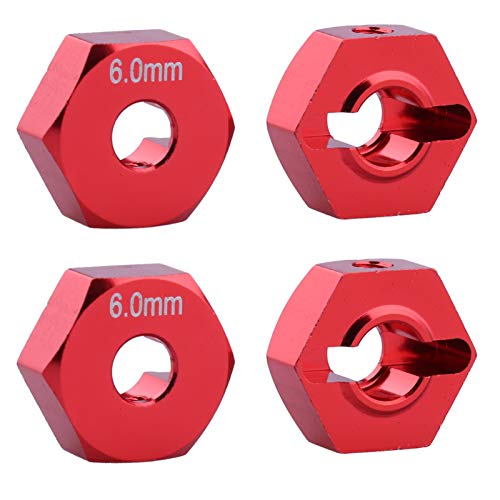 HobbyPark 14mm Aluminum Wheel Hex Parts for Arrma 1/10 Granite 4X4, Big Rock, Senton, Replacement of AR310871 (Red) - color: Red
