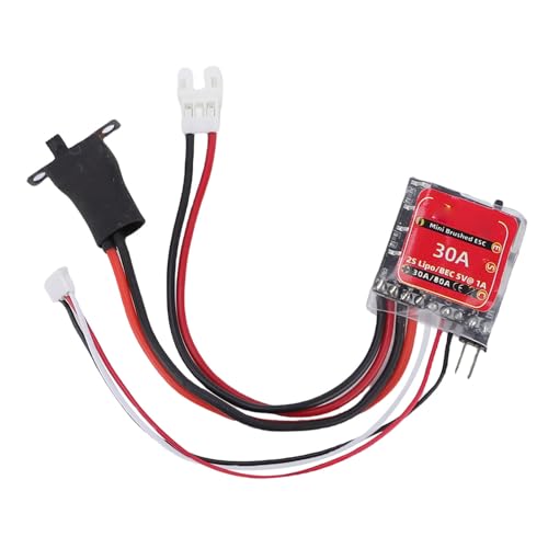 Zunate 30A Mini RC Brushed ESC with Brake for 1/32 1/18 /24 Scale Cars, Compatible with 2S Lipo NiMH Batteries and N20 N030 N050 N130 N180 Brushed Motors