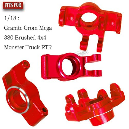 Upgrades Parts for 1/18 Granite Grom Mega 380 Brushed 4x4 Monster Truck RTR,Aluminum Front Steering Block Knuckles & C-Hubs Caster Blocks & Rear Hubs Hops Up,4PCS Red - color: Red(4pcs)