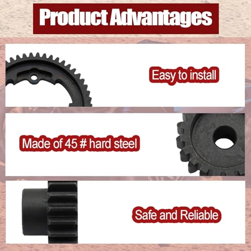 50T M1.0 Spur Gear+18T Pinion Gear Fits for Traxxas 1/10 Maxx 1/5 X-Maxx | Hot Racing Hardened Steel Spur Gear RC Cars Spare Parts Fits Traxxas 1/10 E-REVO 2.0 VXL 1/7 XO-1