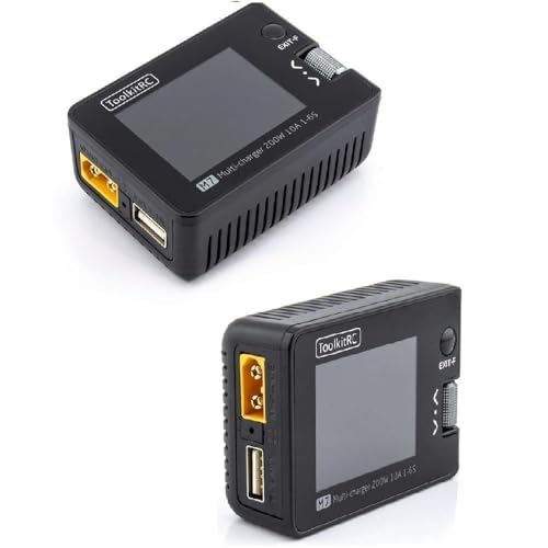 ToolkitRC M7 200W 10A 1-6S Lipo High Power Lithium Battery Multifunctional Balance Charger Discharger 2.0inch LCD for RC Drones (2PCS M7) - color: 2PCS M7