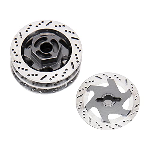 4Pack ShareGoo Metal 12mm Hex Hub Wheel Rim Tires Brake Disc Compatible with Traxxas Tamiya HSP HPI Redcat Racing 1/10 RC On-Road Car (Titanium) - color: Titanium