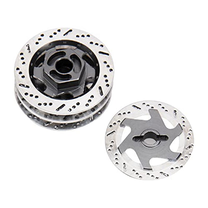 4Pack ShareGoo Metal 12mm Hex Hub Wheel Rim Tires Brake Disc Compatible with Traxxas Tamiya HSP HPI Redcat Racing 1/10 RC On-Road Car (Titanium) - color: Titanium