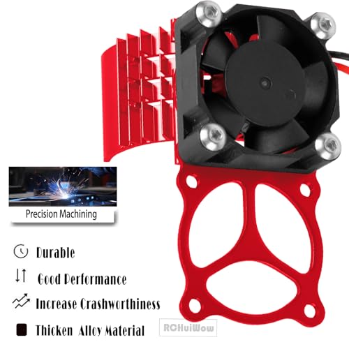 RC VXL-3s ESC Cooling Fan Heat Sink w/Dual Fan Heat Sink Upgrades Part for 1/10 Slash Rustler Stampede 4x4 VXL 4WD,High Velocity Fan Heatsink Hops Up,Red - color: Red(1set)