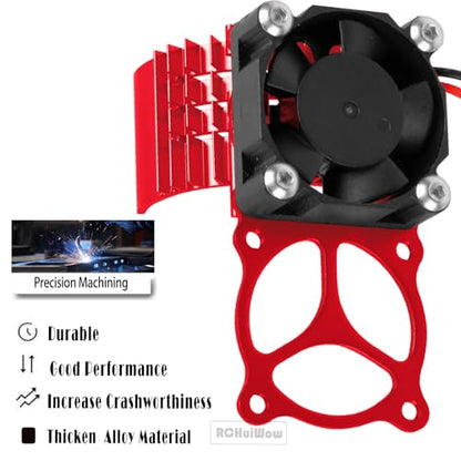 RC VXL-3s ESC Cooling Fan Heat Sink w/Dual Fan Heat Sink Upgrades Part for 1/10 Slash Rustler Stampede 4x4 VXL 4WD,High Velocity Fan Heatsink Hops Up,Red - color: Red(1set)