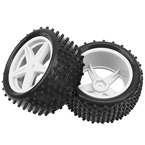 4Pack HIRCQOO OD 88mm/3.46" Front & Rear Rubber Plastic Wheel Rims Tires 12mm Hex Hub Compatible with Redcat Tornado Shockwave HPI HSP ExceedRC Kyosho 1/10 Scale Off Road Buggy (White) - color: White