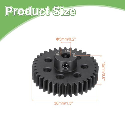 MECCANIXITY Steel M1 Gear Set 36T 5mm Shaft Motor Gears for RC Vehicles Truck Drift Car Part, Black - size: 36T