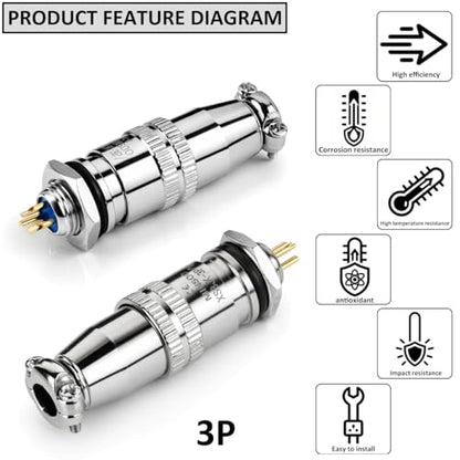 [Pack of 4] CLYXGS XS8 Push-Pull Aviation Connector, 3 Pin Self-Latching Circular Plug & Socket, Quick Release Ball Detent Locking, 8mm Mounting, 3A 250V Metal Industrial Wire Connector - style: XS8-3