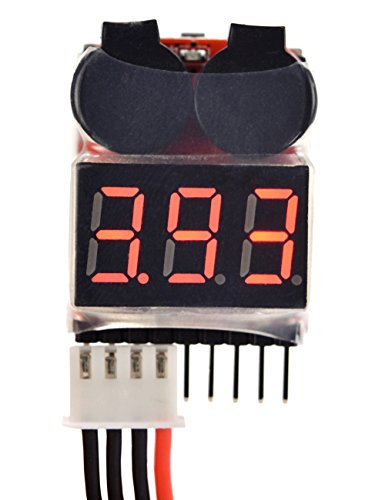 Readytosky Lipo Battery Checker RC Battery Low Voltage Buzzer Alarm | Voltage Tester Monitor for 1-8S Lipo Life LiMn Li-ion Battery (4PCS)