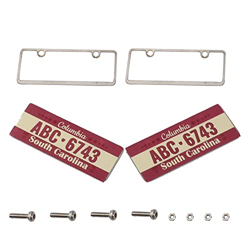 2PCS HIRCQOO Metal RC Car License Plate Decorations Accessories Compatible with Traxxas TRX-4 Tamiya CC01 Axial SCX10 D90 1/10 RC Crawler Car (ABC6743) - style: ABC6743