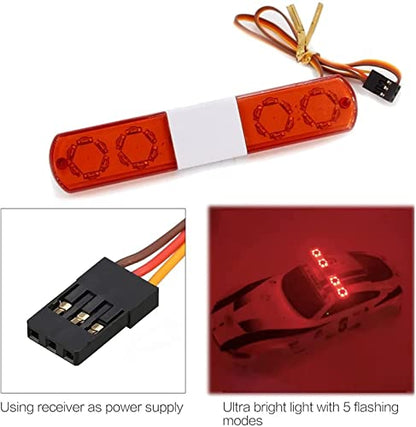 RC Car Alarming Light,WONFAST Multi-Function LED Police Night Light Bar Flash Lamp Compatible with 1/8 1/10 1/12 RC Model Car for HSP TRX4 Tamiya CC01 Axial SCX10(115mm-Red) - color: 115mm-Red