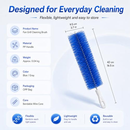 Fan Cleaning Brush with Bendable Microfiber Head, Easy Satisfying Reusable Dust Remover for Electric Fans, AC Vents, Blinds, Home & Car (3)
