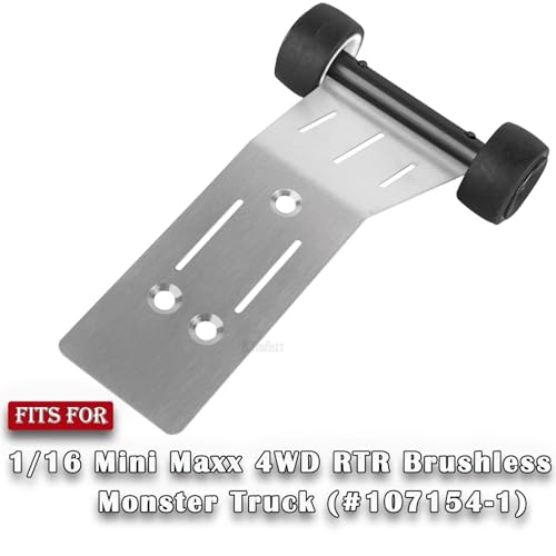 RC Upgrade Parts Steel Wheelie Bar for 1/16 Mini Maxx 4WD RTR Brushless Monster Truck (#107154-1),Tail Wheel Head up Wheel Hop Ups,Black(1 PCS - color: Black-(1 Pcs）