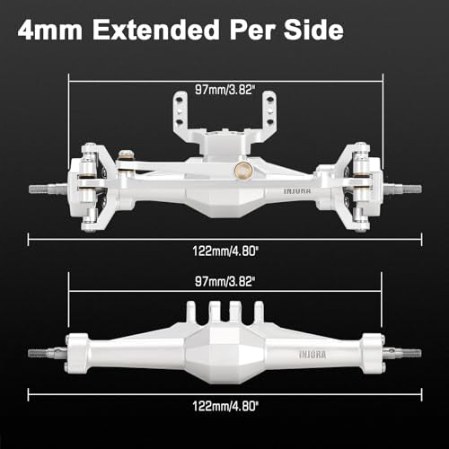 INJORA +4mm Diamond Axles with Lay Down Servo Mount & Links for 1/18 TRX4M(Silver) - color: Silver