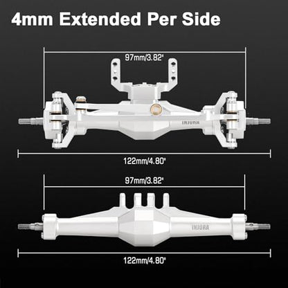 INJORA +4mm Diamond Axles with Lay Down Servo Mount & Links for 1/18 TRX4M(Silver) - color: Silver