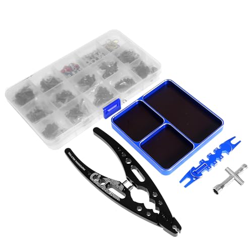 REDSPIDER RC Tool kit Magnetic Screw Tray Nut Gasket Storage Tool rc Shock Pliers and RC Screws Kit for 1/8 1/10 1/12 1/16 1/18 RC Car Truck Crawler ﻿