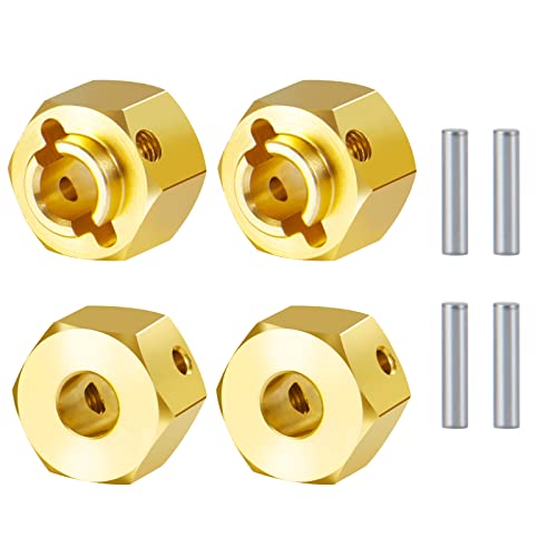 4PCS RC Hex Hub 12mm Brass Wheels Hex 8mm Drive Extension Adapter with Pins Counterweight Compatible with Axial SCX10 III AXI03007 AXI03004 Capra RC Crawler Upgrades Part (8mm) - color: 8mm